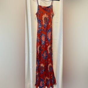Floral Red and Blue Maxi Dress